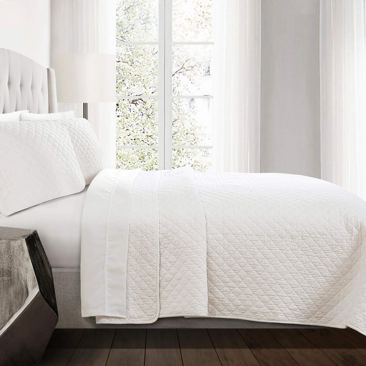 

Комплект одеял из хлопка большого размера Ava Diamond Lush Decor, цвет Pure White