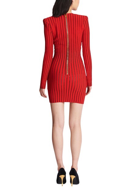

Трикотажное платье с драпировкой Balmain, красный