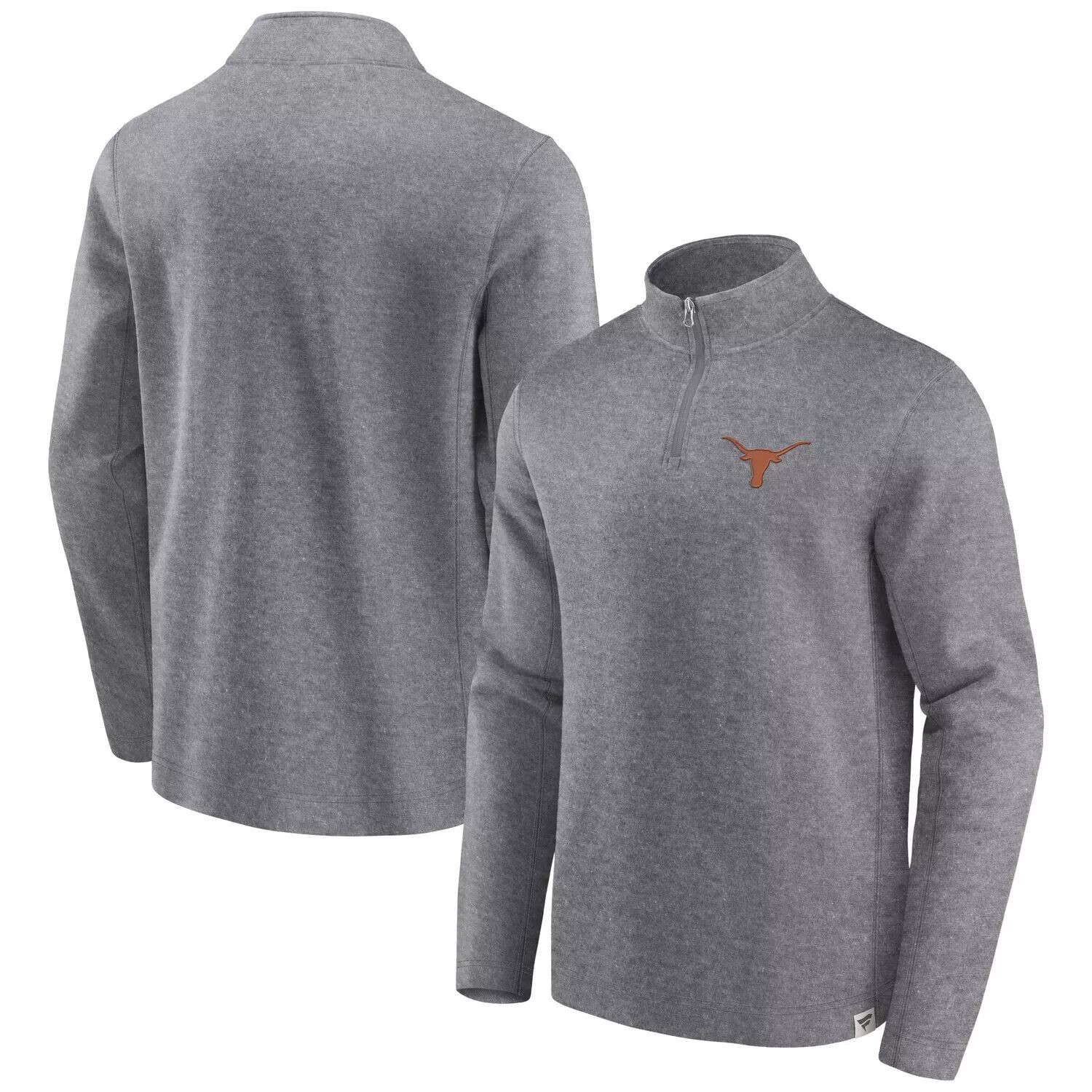 

Мужская винтажная флисовая куртка с молнией на четверть с логотипом Heather Grey Texas Longhorns Fanatics