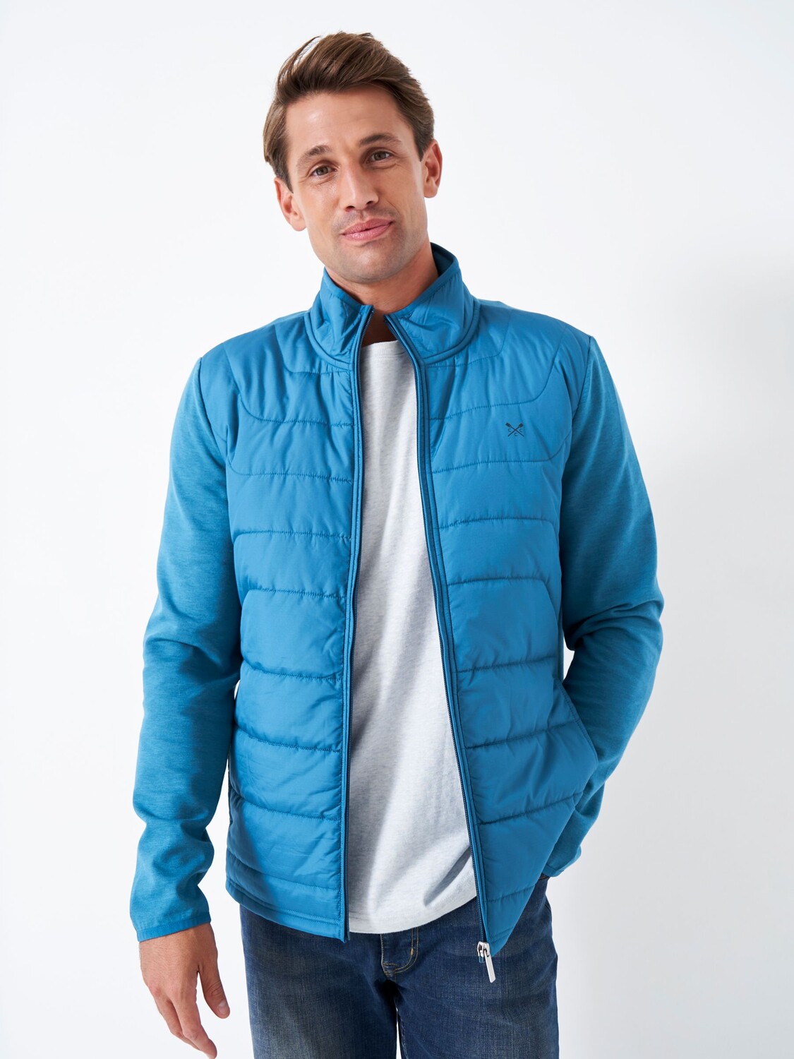 

Гибридная куртка Crew Clothing, бирюзовый синий