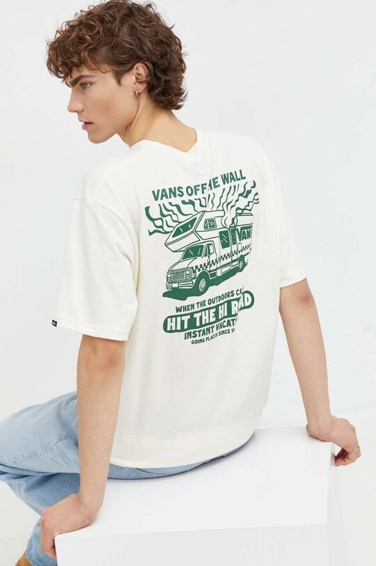 

Хлопковая футболка Vans, бежевый