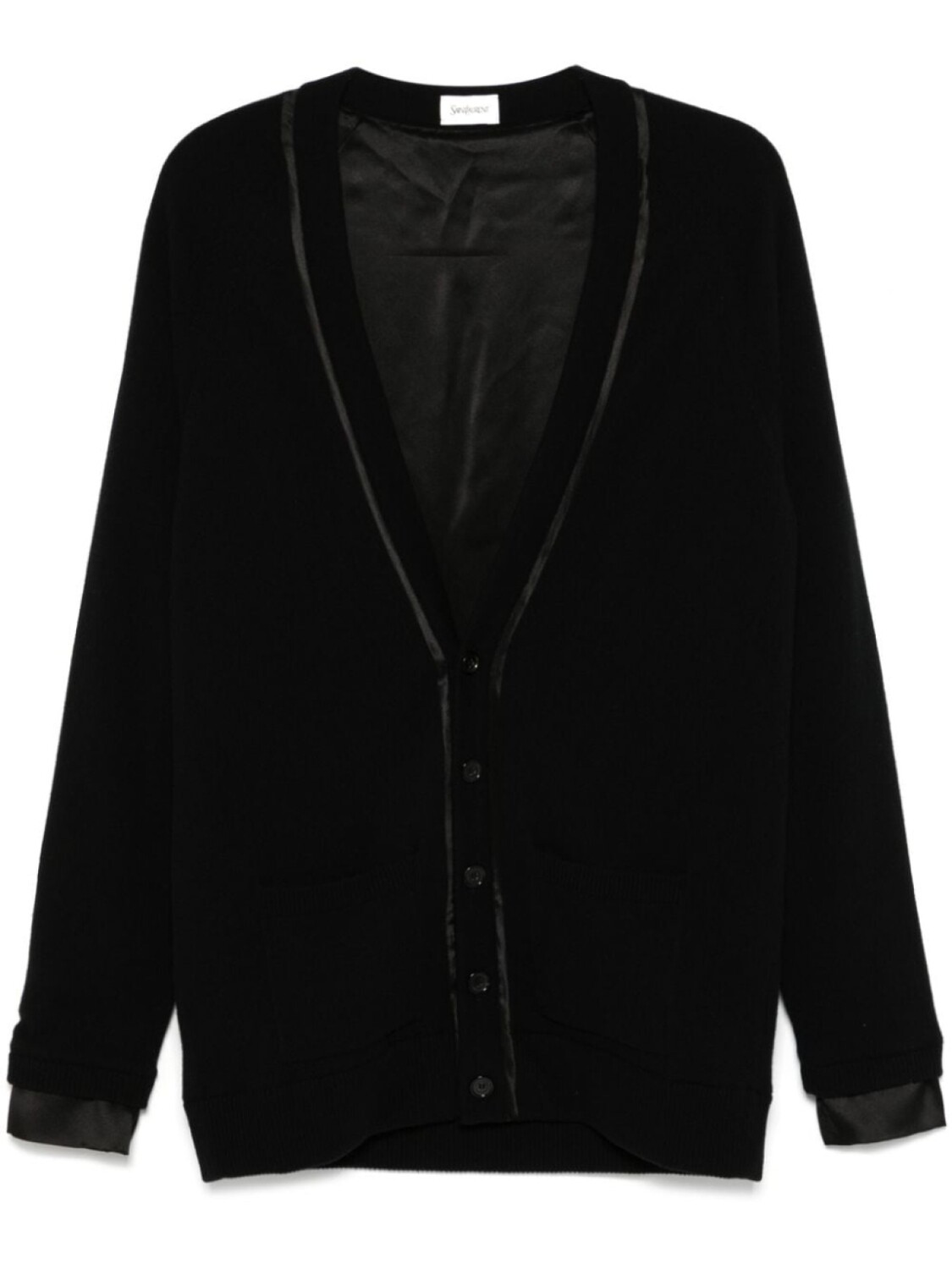 

Saint Laurent кардиган с отделкой из шелка, черный