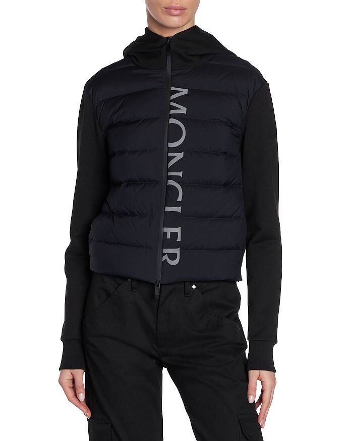 

Moncler Стеганый шерстяной кардиган-пуховик, черный