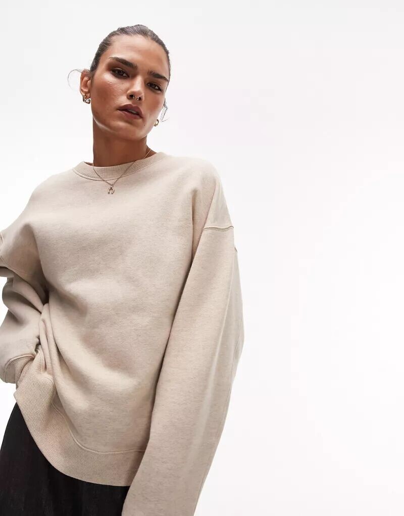 Свитшот Topshop премиум-класса со швами овсяного цвета