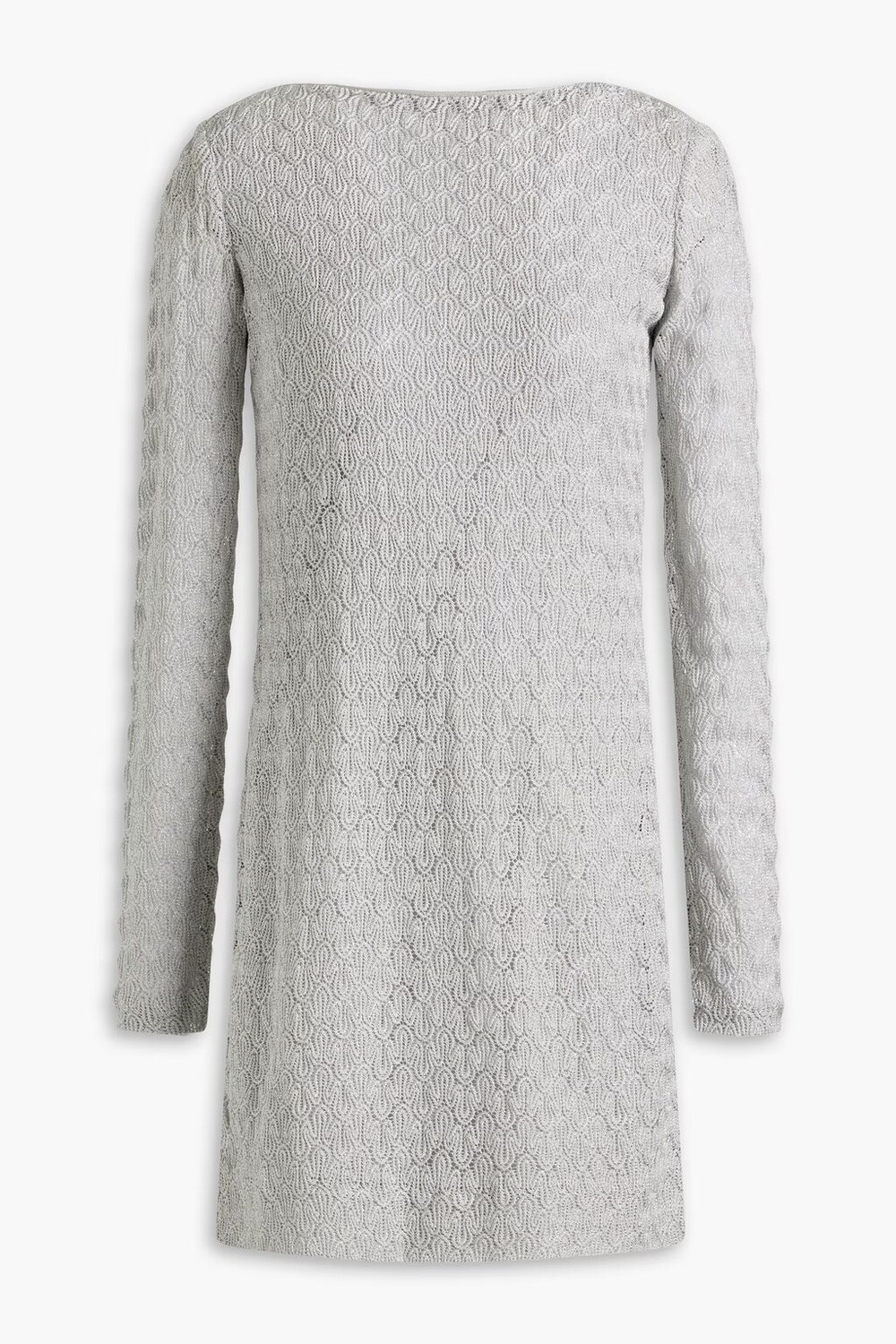 

Мини-платье металлизированной вязки крючком Missoni, серебро