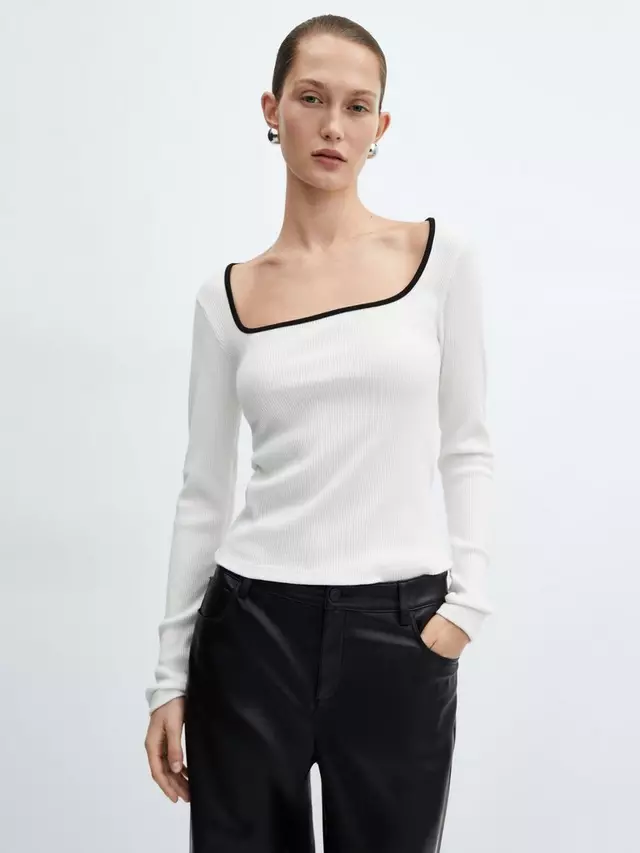 

Топ Mango Cupido Contrast Stripe, белый