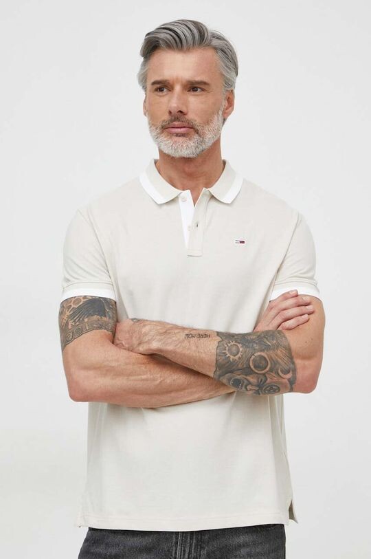 

Хлопковое поло Tommy Jeans, бежевый