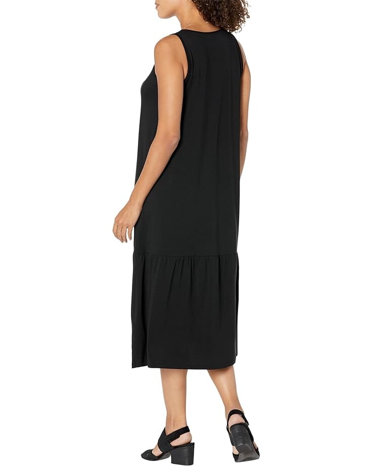 

Платье Eileen Fisher Calf Length Tiered Dress, черный