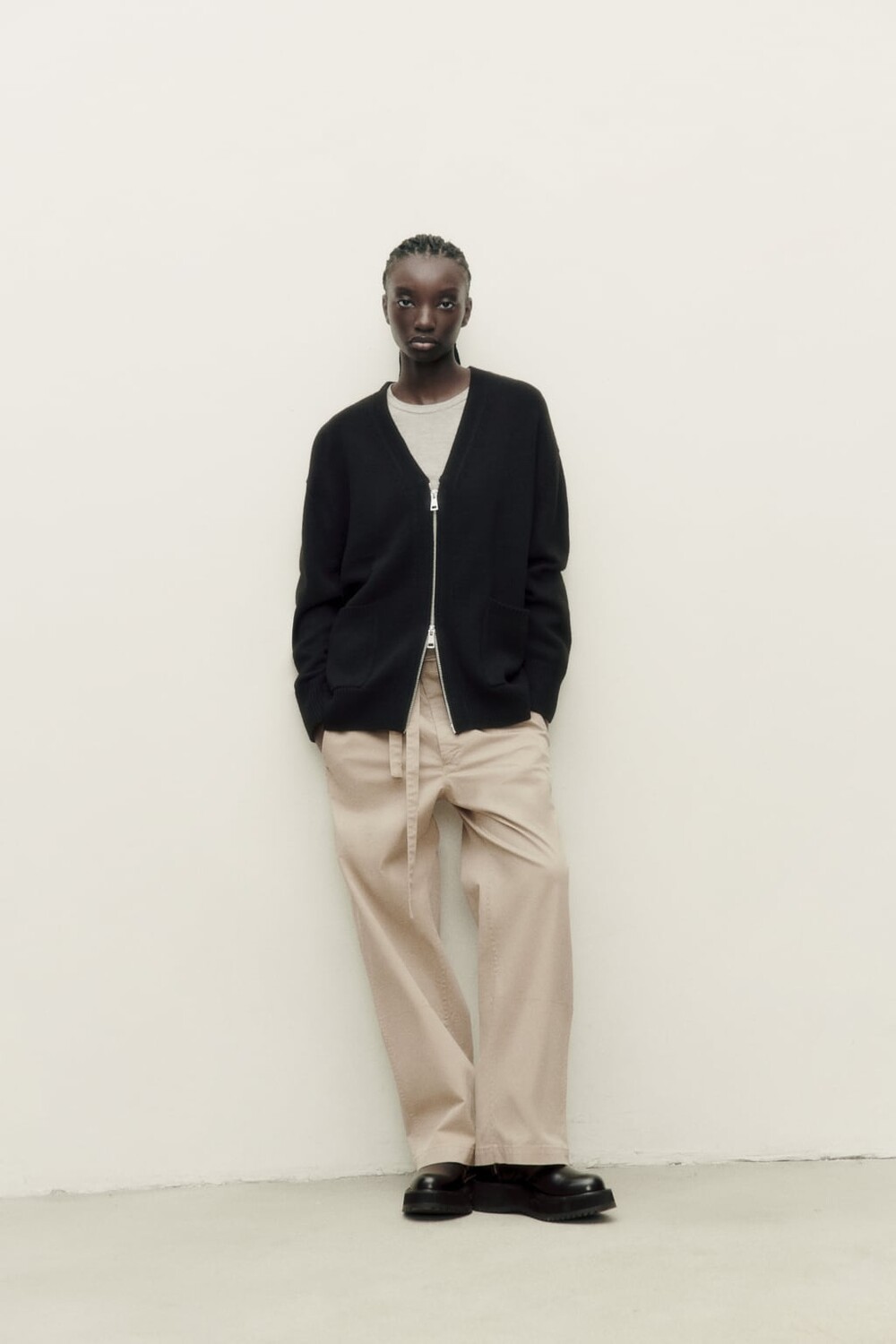 

Вязаный бомбер ZARA, черный