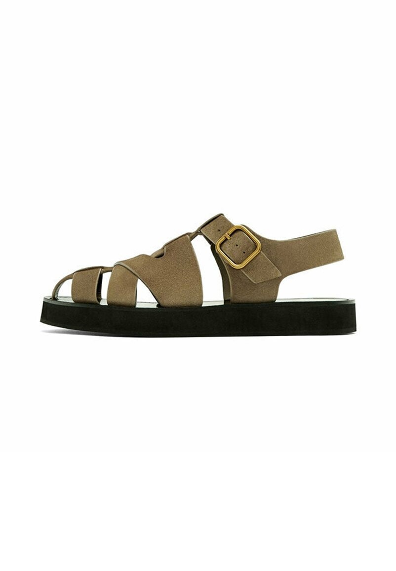 

Сандалии на платформе CAGE WITH BUCKLE Massimo Dutti, цвет camel