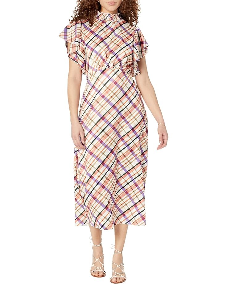 

Платье LITTLE MISTRESS Check Frill Sleeve Midi, цвет Multi