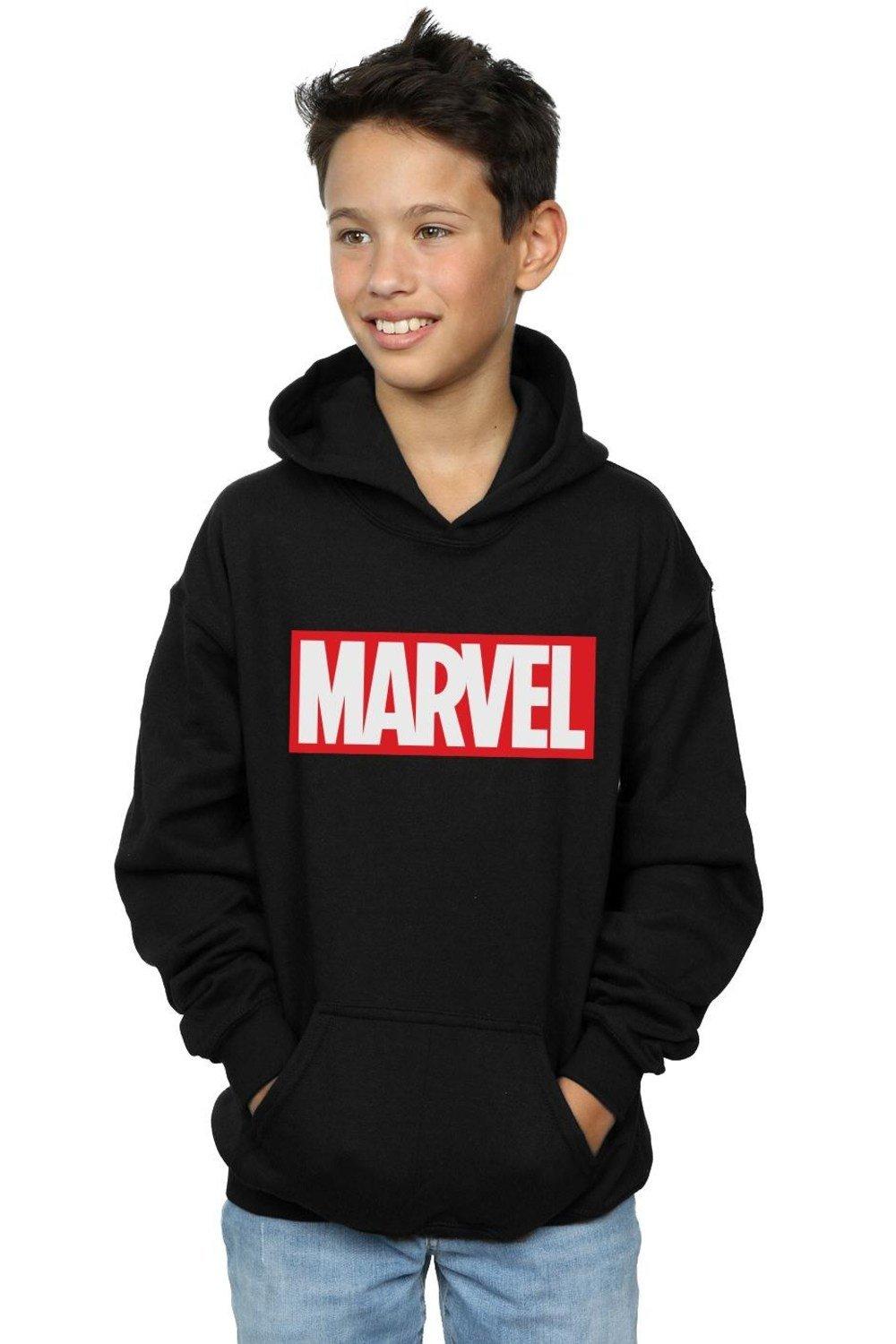 классическая футболка с логотипом box marvel черный Классическая толстовка с логотипом Marvel Comics, черный