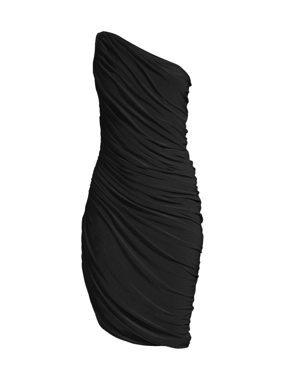 Мини-платье Diana с рюшами на одно плечо Norma Kamali, черный трикотажное платье diana на одно плечо norma kamali черный