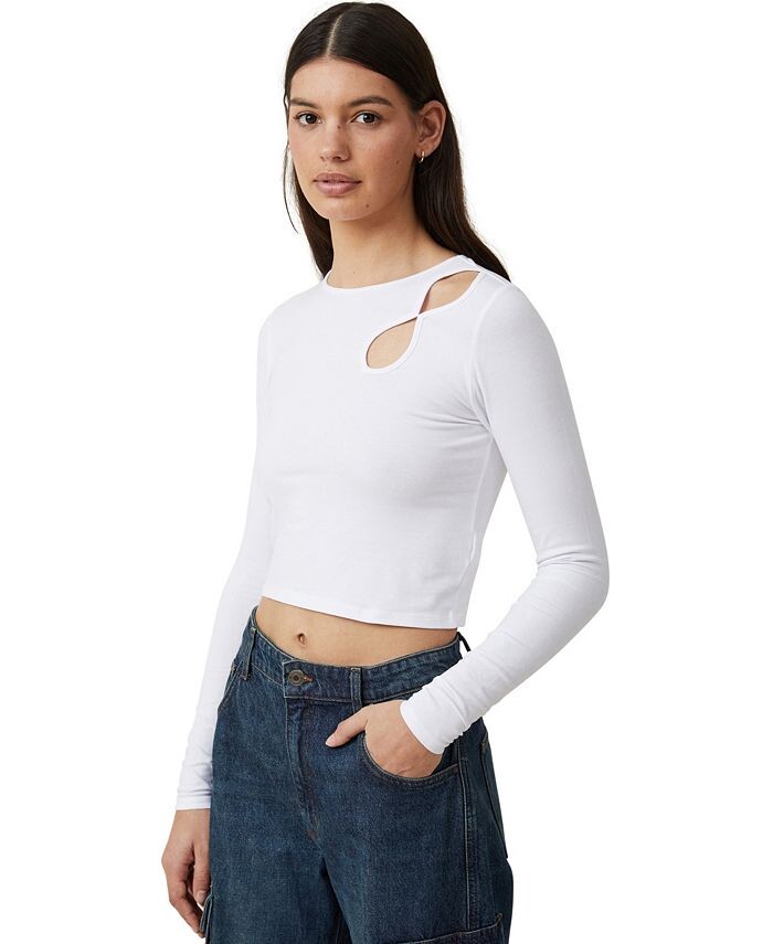 

Женский топ Bailey Keyhole с длинными рукавами и плечами COTTON ON, белый