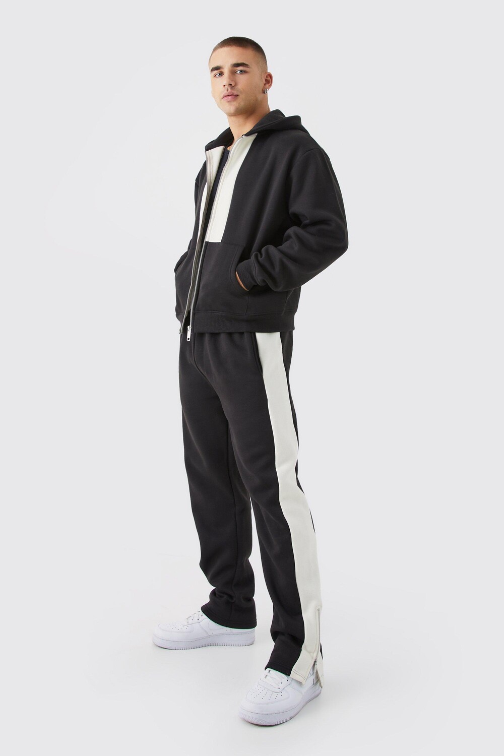 

Спортивный костюм oversize boxy tape на молнии Boohoo, черный
