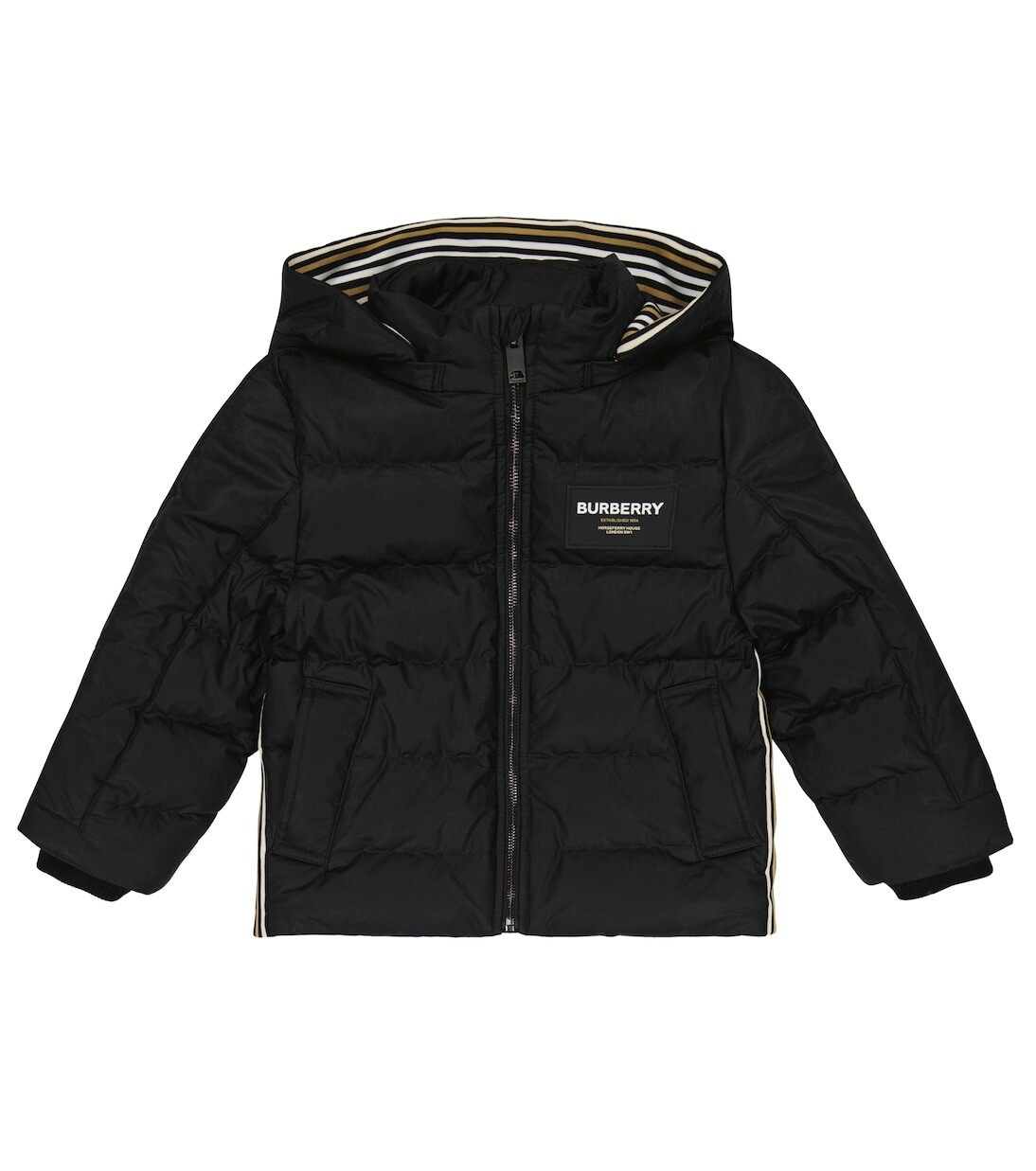 

Стеганое пуховое пальто Burberry Kids, черный