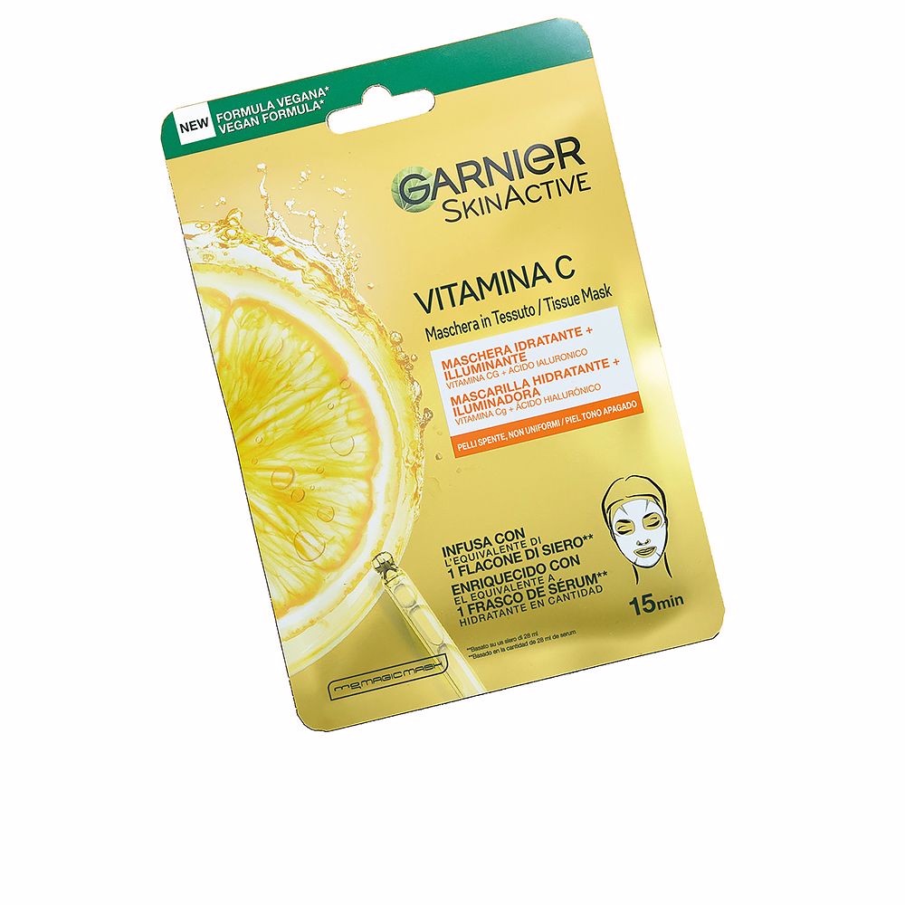 Маска для лица Skinactive vitamina c tissue mask Garnier, 1 шт маска для лица тканевая garnier против усталости экстракт ананаса 15 г
