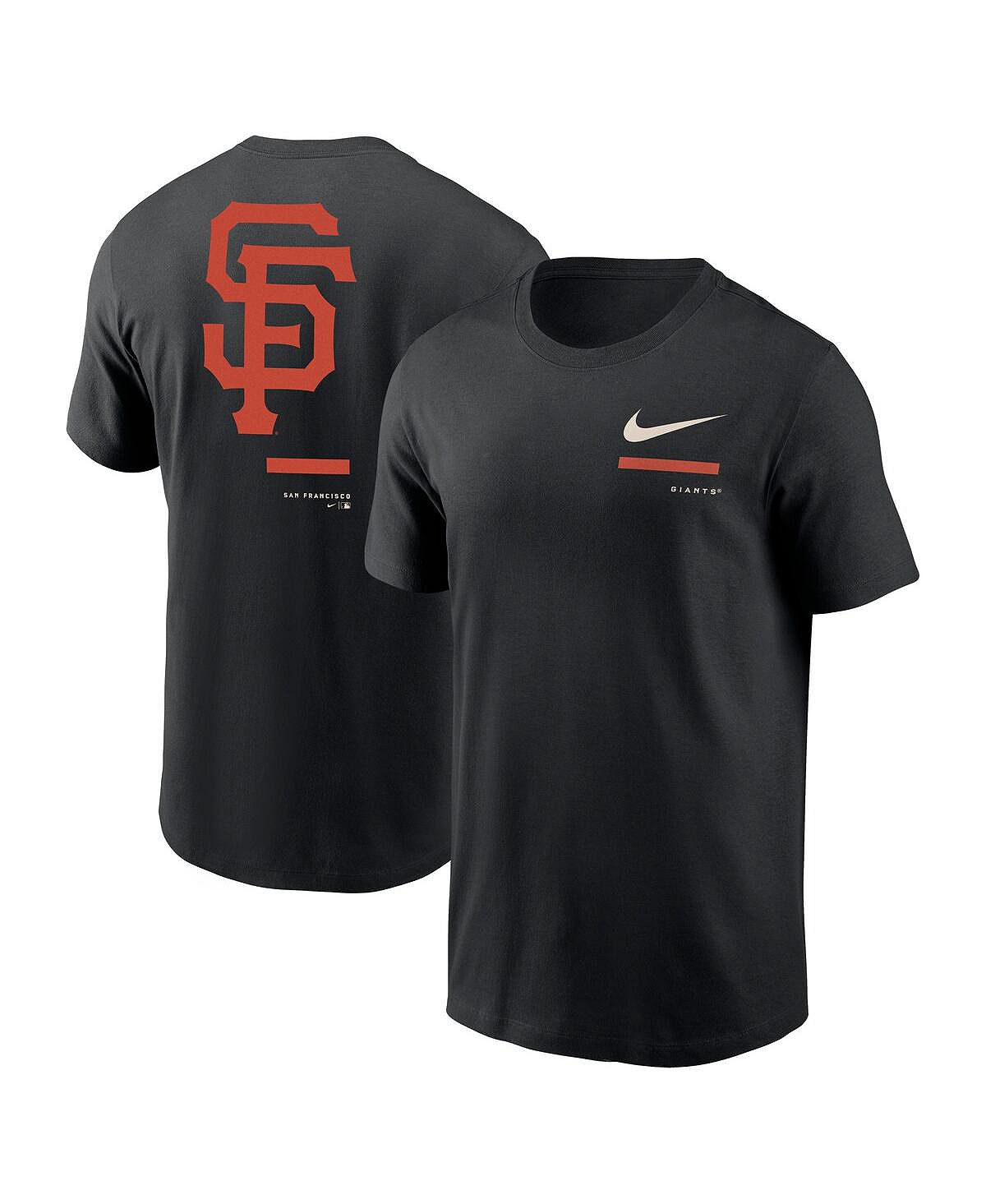 Мужская черная футболка через плечо San Francisco Giants Nike свитшот с круглым вырезом river island san francisco цвета экрю