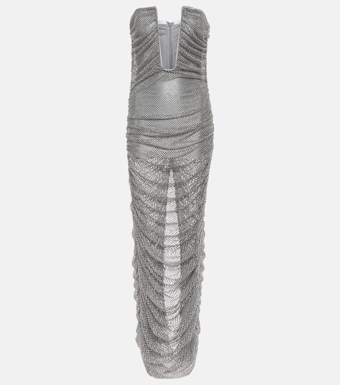 Украшенное сетчатое платье-бюстье Giuseppe Di Morabito, серебро