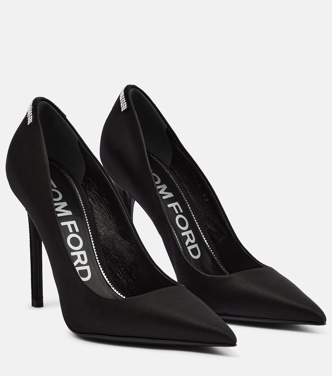 

Атласные туфли T с кристаллами Tom Ford, черный