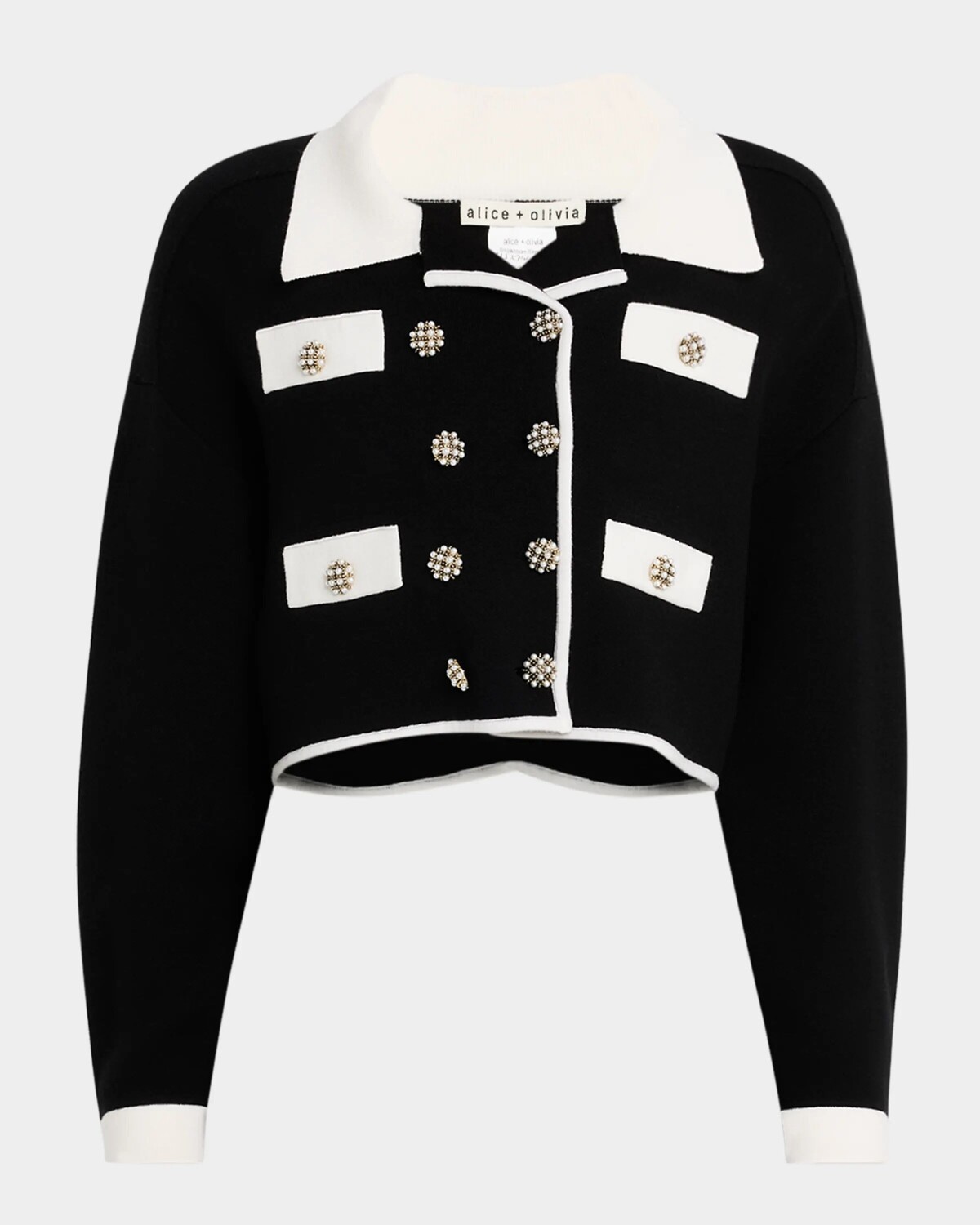 

Укороченная трикотажная куртка Verdell Alice + Olivia, цвет Blacksoft White