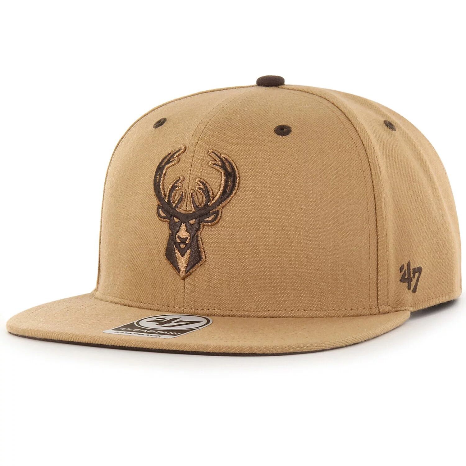 

Мужская коричневая кепка Milwaukee Bucks Toffee Captain Snapback '47