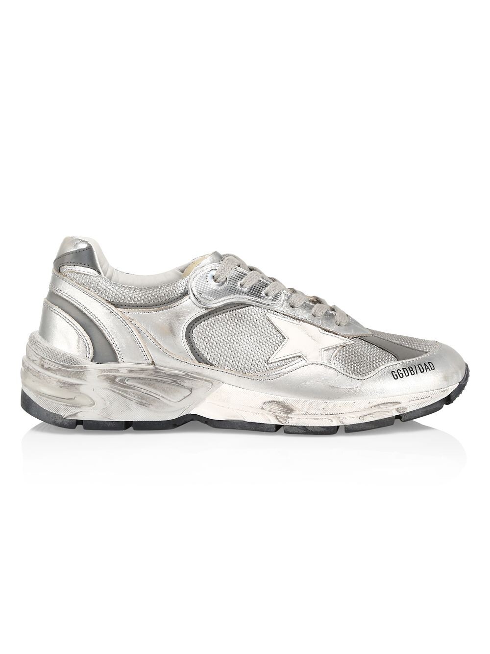 

Кроссовки Running Dad Net и ламинированные кожаные кроссовки Golden Goose, серебряный