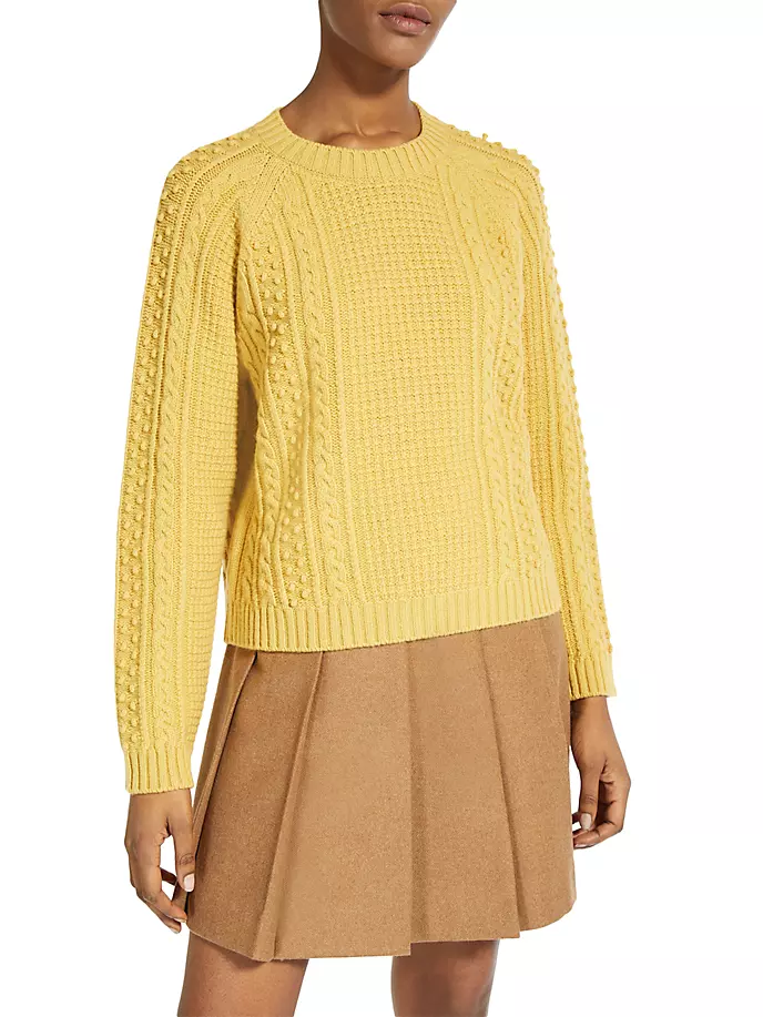 

Свитер смешанной вязки из шерсти с круглым вырезом Weekend Max Mara, желтый