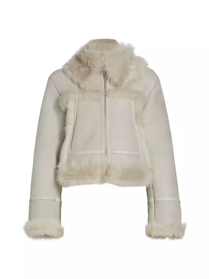 

Куртка из овчины с длинными рукавами Helmut Lang, экрю