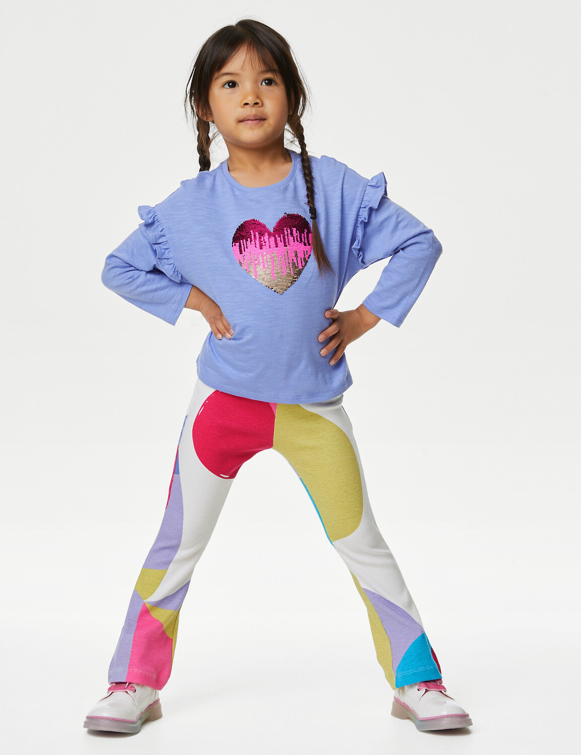 

Расклешенные леггинсы с хлопковым узором (2–8 лет) Marks & Spencer, мульти