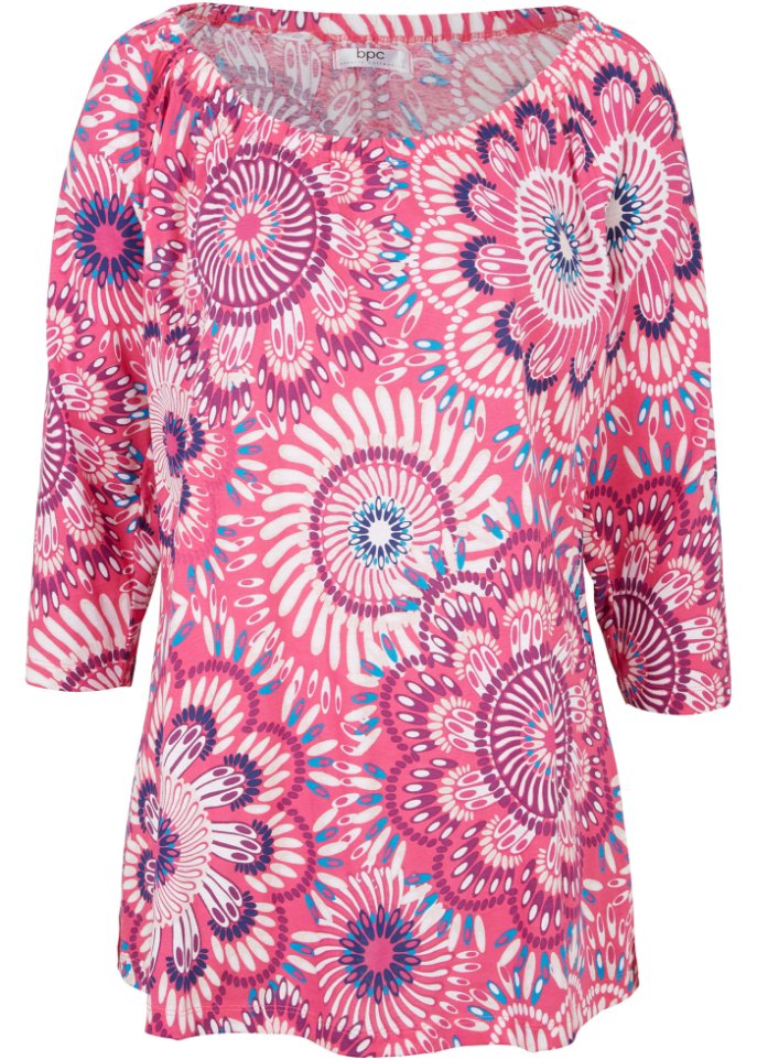 Хлопковая рубашка с рукавами 3/4 Bpc Bonprix Collection, розовый платье рубашка миди с рукавами 3 4 bpc bonprix collection черный