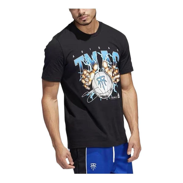 Футболка Men's adidas Alphabet Basketball Printing Round Neck Pullover Sports Short Sleeve Maddie Black T-Shirt, мультиколор
