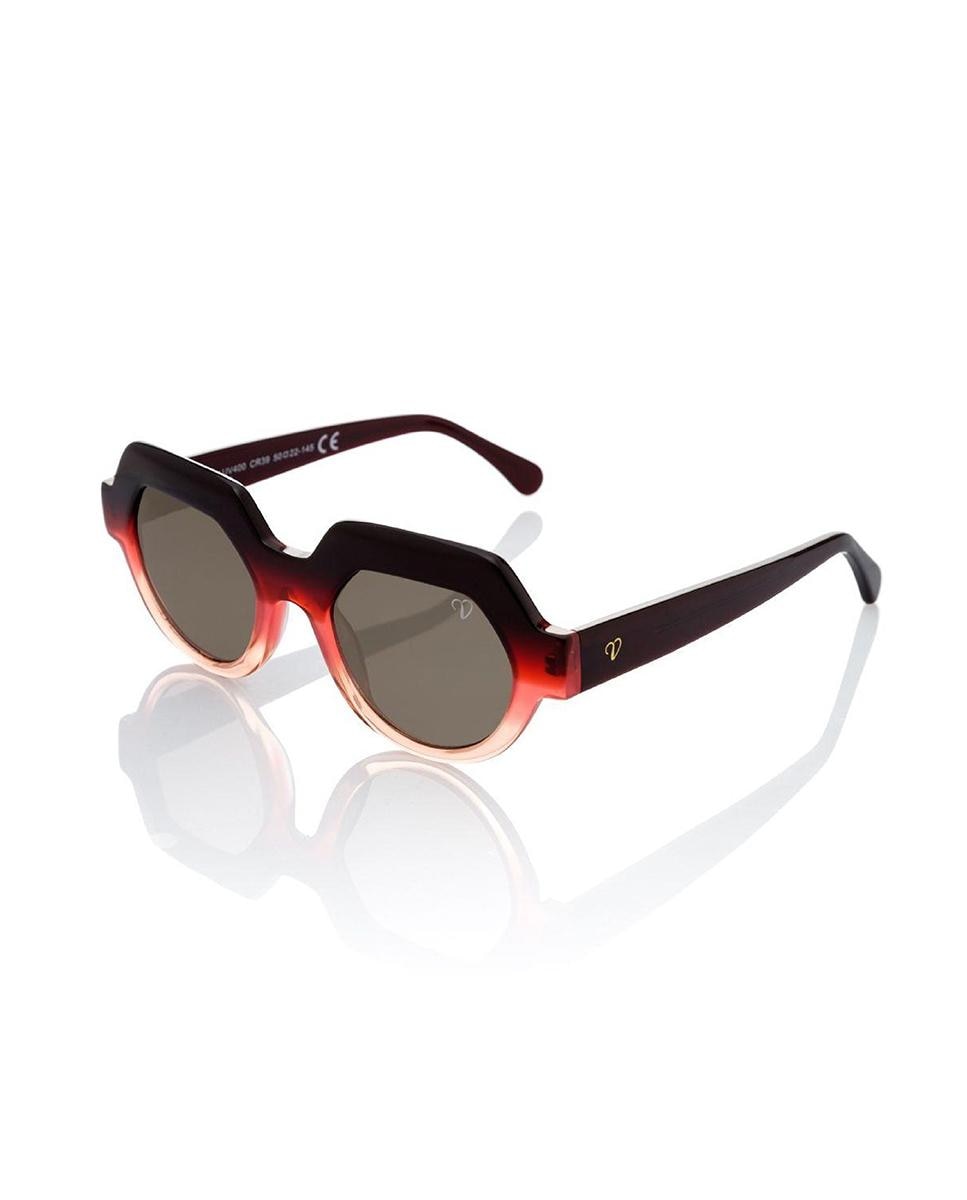 цена Женские солнцезащитные очки Valeria Mazza Design в бордовой шестиугольной оправе Starlite, бордо