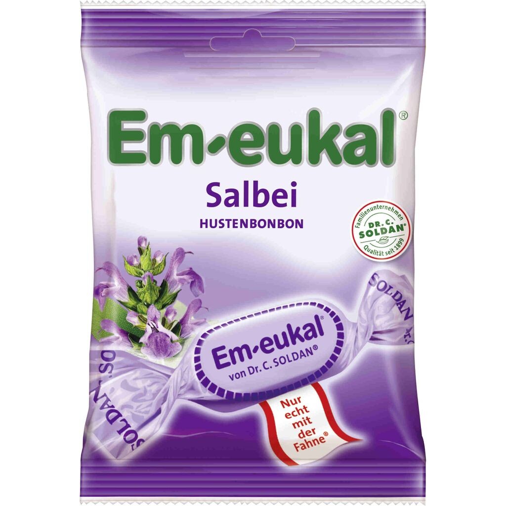 

Конфеты Em Eukal с шалфеем, капли от кашля в индивидуальной упаковке, 75 г Soldan