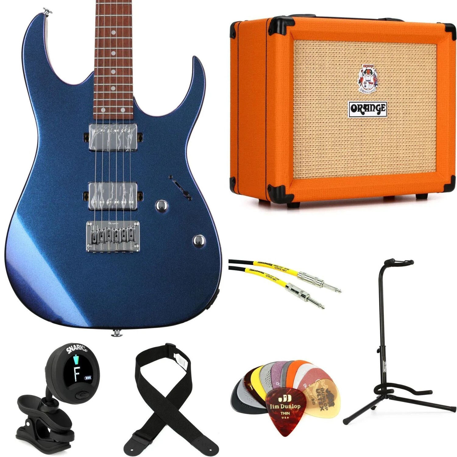 

Электрогитара Ibanez GIO GRG121SP и комплект Orange Crush на 20 ампер — синий металлический хамелеон