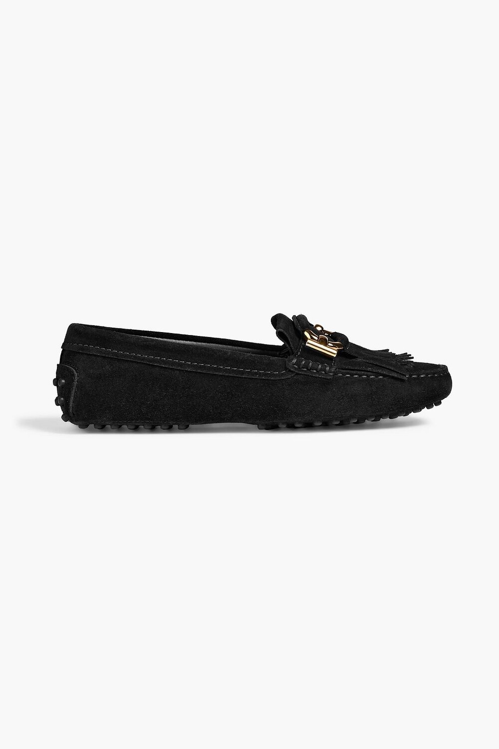 

Замшевые лоферы с Т-образными кольцами и бахромой TOD'S, черный