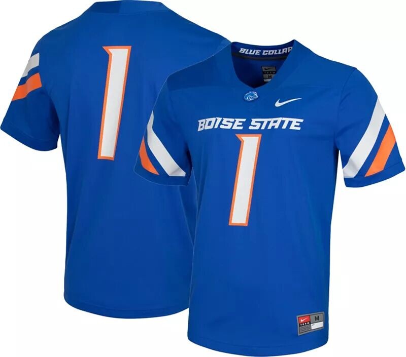 

Мужская футбольная майка Nike Boise State Broncos #1 синего цвета Dri-FIT Game