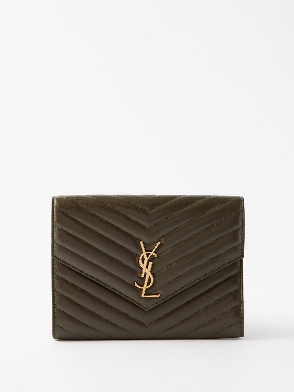 

Клатч cassandre из кожи матлассе Saint Laurent, зеленый