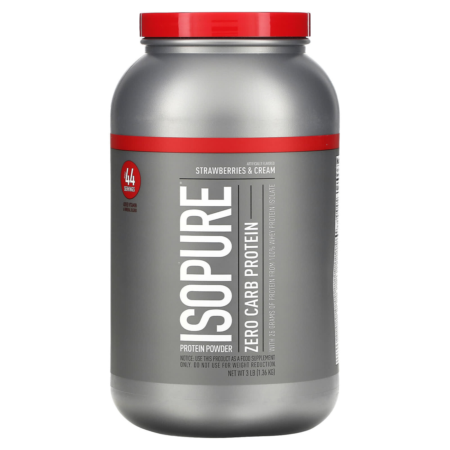 

Zero Carb, протеиновый порошок, клубника и сливки, 1,36 кг (3 фунта), Isopure