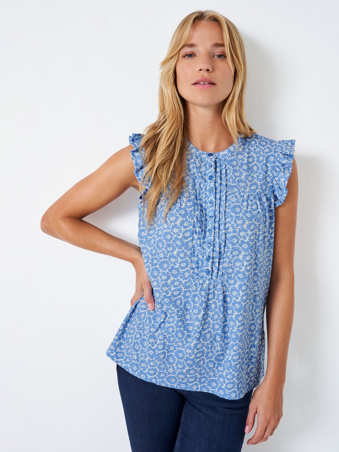 

Crew Clothing Топ Lydia из смесового льна, небесно-голубой
