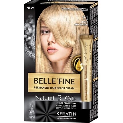 

Belle'Fine No.8.1 Крем-краска для волос «Светло-пепельный блондин» с кератином, аргановым, миндальным и оливковым маслом