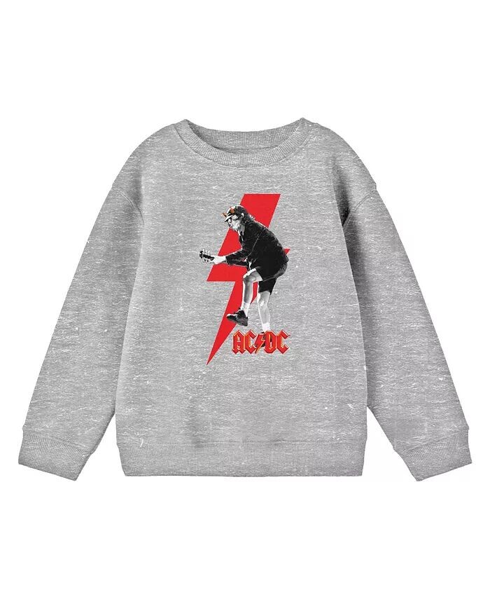 

Монохромная футболка с круглым вырезом ACDC для мальчиков Angus Young Red Lightning Youth Athletic Heather Grey Ac/Dc, серый