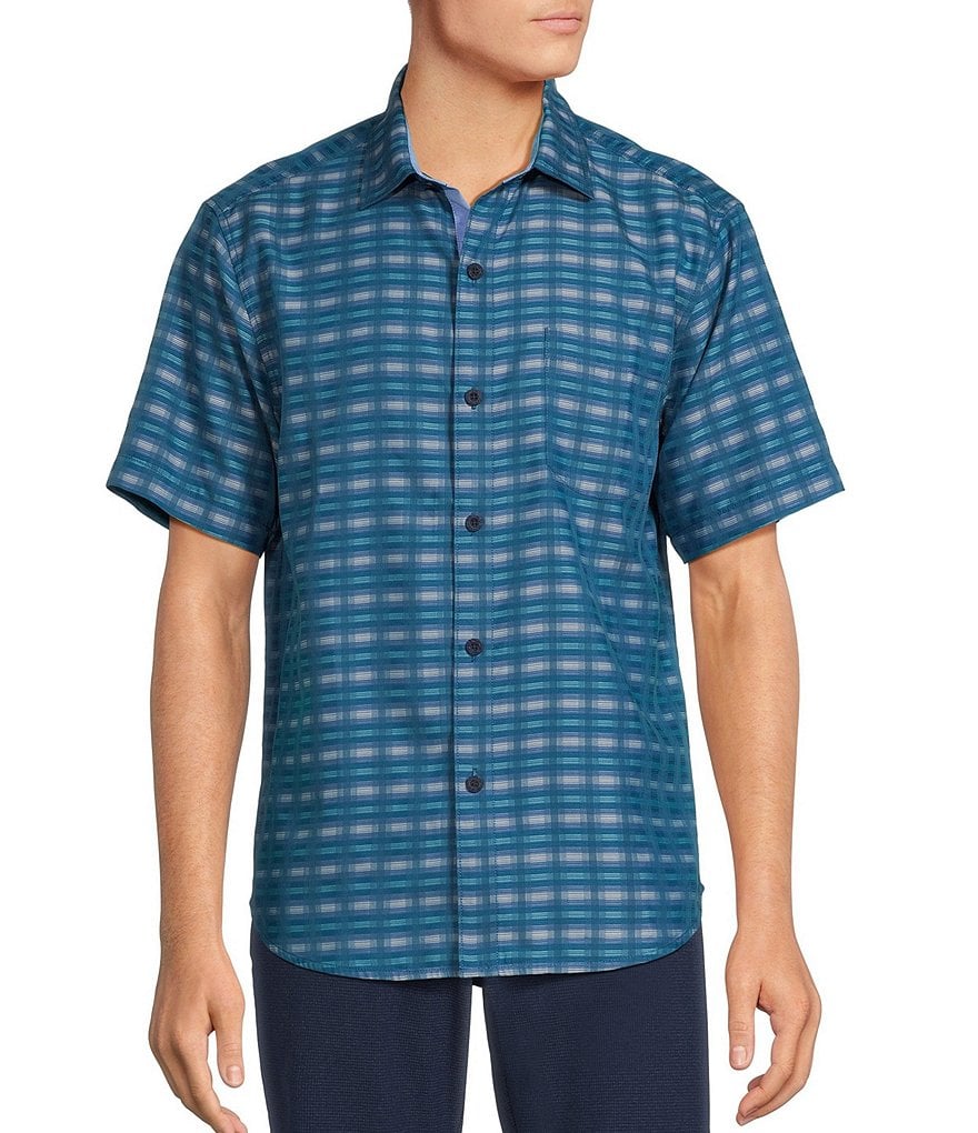 Tommy Bahama Coconut Point Pixel In Paradise Тканая рубашка с короткими рукавами, синий