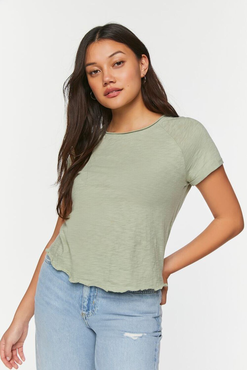 

Футболка с короткими рукавами и краем салата Forever 21