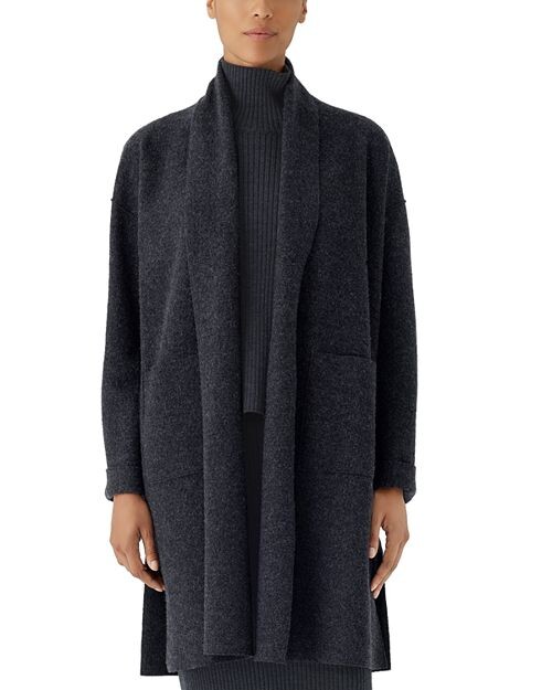 

Пальто с шалевым воротником из вареной шерсти Eileen Fisher, цвет Blue
