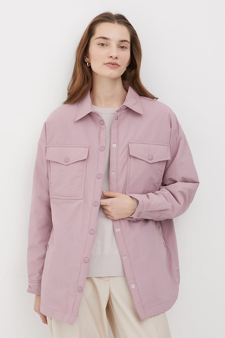 Утепленная куртка-рубашка с карманами Finn Flare, розовый finn flare утепленная куртка женская с поясом на талии