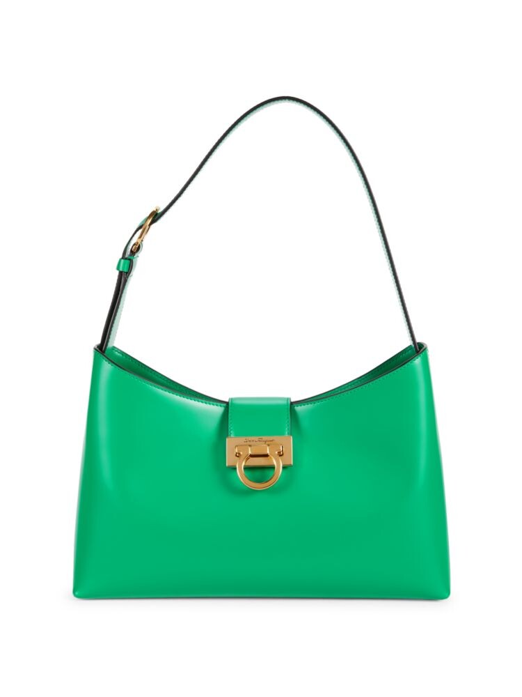 

Кожаная сумка через плечо Ferragamo, изумруд