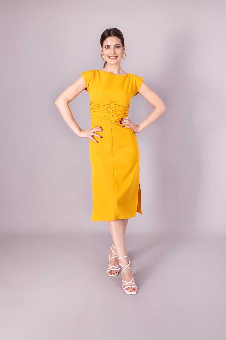 Платье миди с короткими рукавами Ilona Andreoiu, желтый