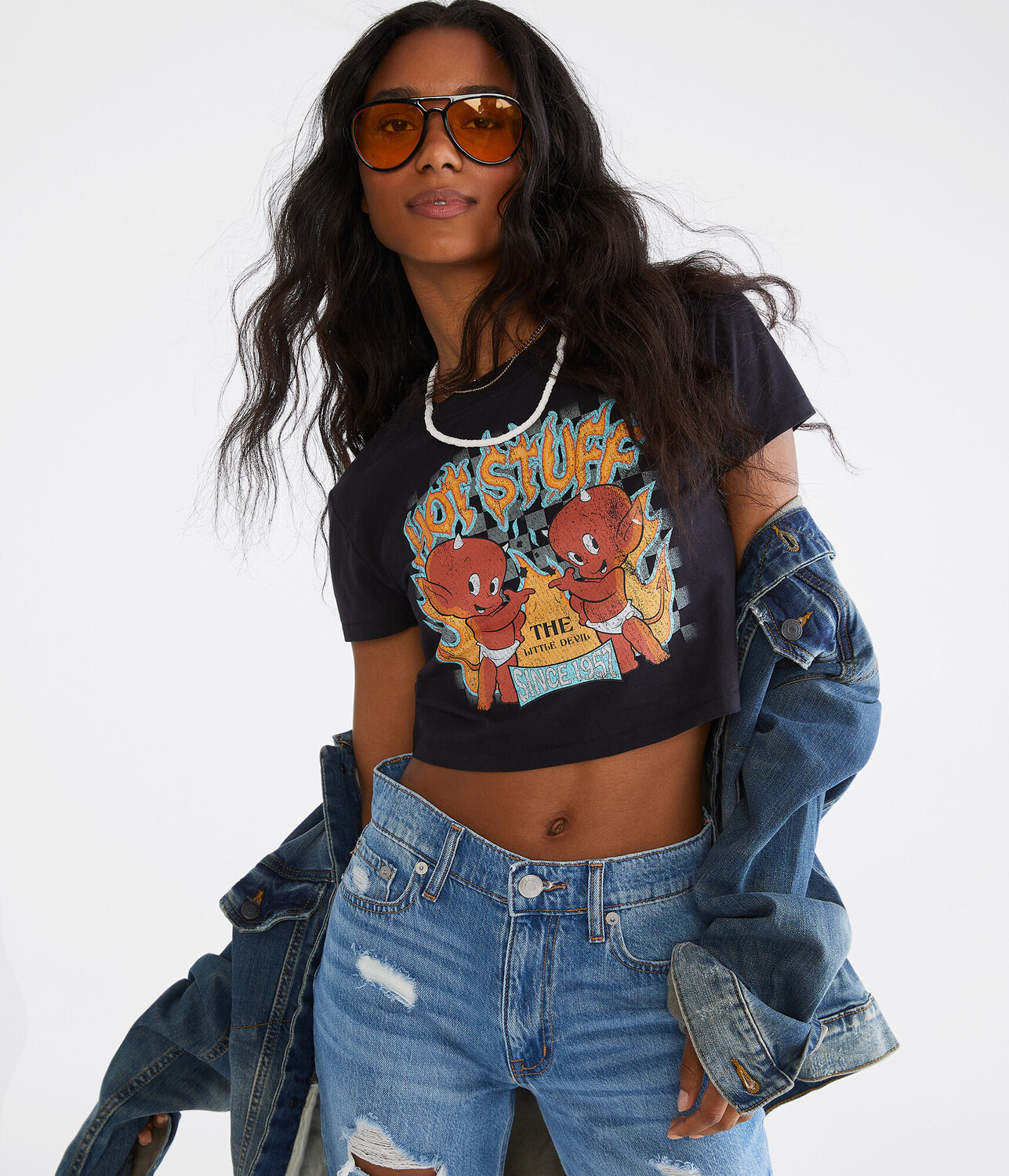 

Винтажная футболка с графическим рисунком Hot Stuff Aeropostale, черный