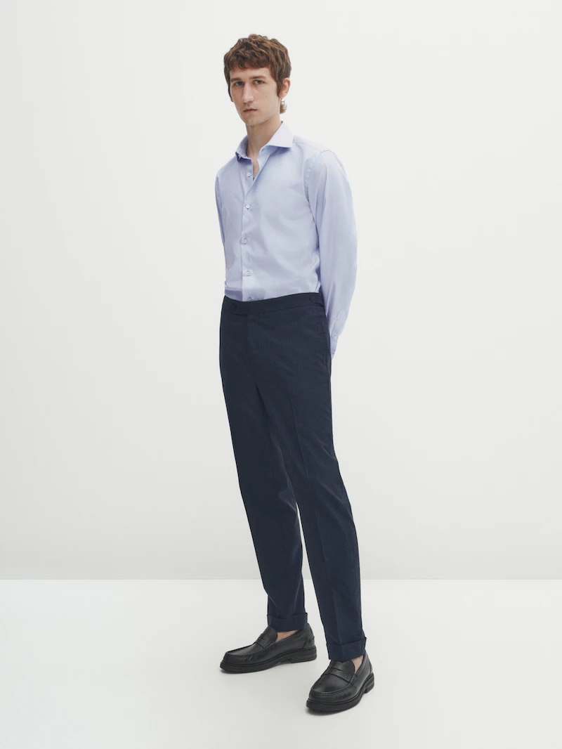 

Текстурная рубашка приталенного кроя Easy Iron Massimo Dutti, синий